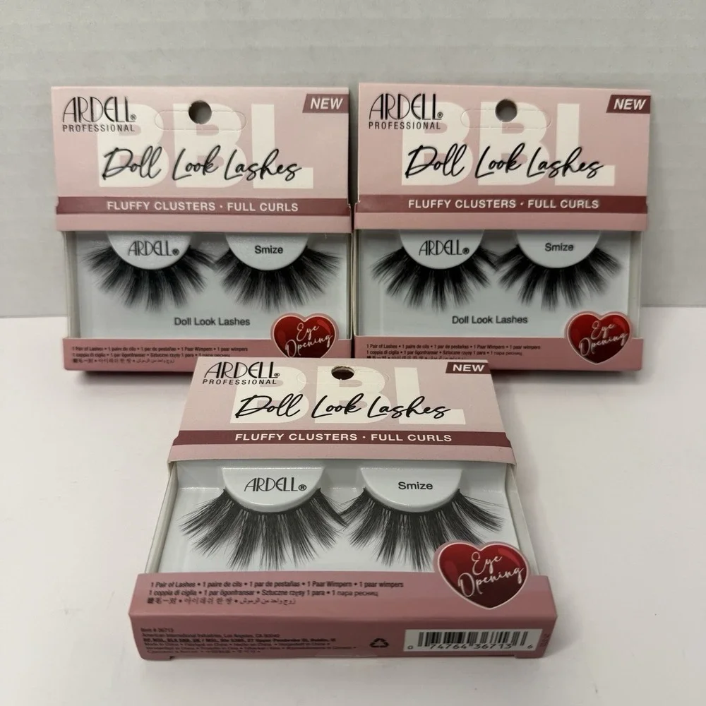 Ardell Doll Look Lashes Smize 3 Pack Fluffy Full Curl Strip Lashes Black 36713